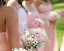 These bridesmaids bouquets are simple but, beautiful. They include babies breath and pink roses