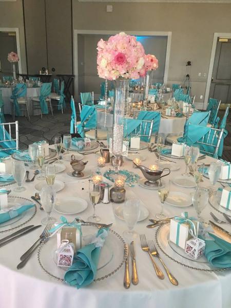 Beautiful flowers in ornate glass containers can make the perfect centerpiece!